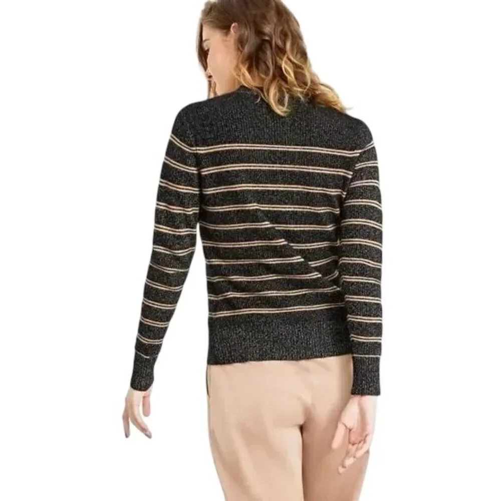 CHARTER CLUB Luxury Cashmere Metallic Stripe Sweater - Size Small